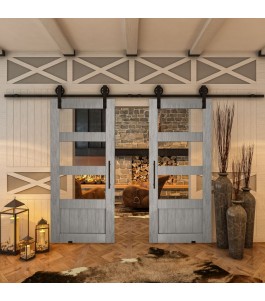 Glasschiebetür BARN-LINE - Country Graueiche Model 32