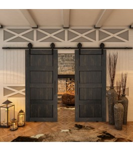 Glasschiebetür BARN-LINE - Country Schwarz gebeizt Model 30