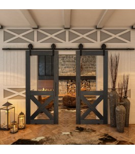 Glasschiebetür BARN-LINE - Country Schwarz gebeizt Model 51