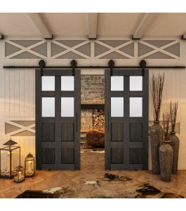 Glasschiebetür BARN-LINE - Country Schwarz gebeizt Model 65