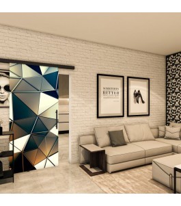 Glasschiebetür BLACK-LINE - Fotoprint Model 19