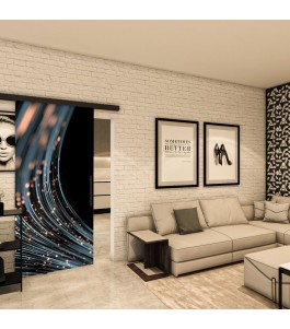 Glasschiebetür BLACK-LINE - Fotoprint Model 33