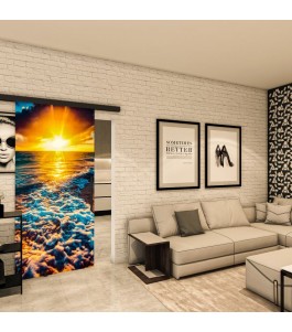 Glasschiebetür BLACK-LINE - Fotoprint Model 127