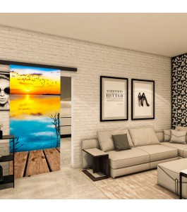 Glasschiebetür BLACK-LINE - Fotoprint Model 178