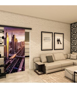 Glasschiebetür BLACK-LINE - Fotoprint Model 213