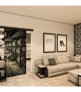 Glasschiebetür BLACK-LINE - Fotoprint Model 256