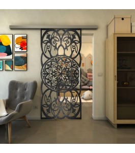 Glasschiebetür SLIM-LINE - Fineprint Model 100 Schwarz auf Klarglas