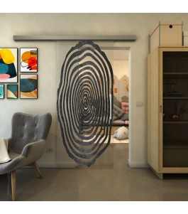 Glasschiebetür SLIM-LINE - Fineprint Model 109 Schwarz auf Klarglas
