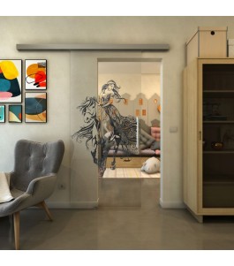Glasschiebetür SLIM-LINE - Fineprint Model 118 Schwarz auf Klarglas