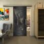 Glasschiebetür SLIM-LINE - Fineprint Modell 120 Schwarz auf Klarglas