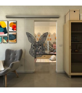 Glasschiebetür SLIM-LINE - Fineprint Model 121 Schwarz auf Klarglas
