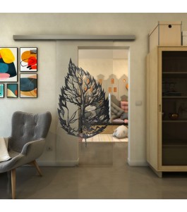 Glasschiebetür SLIM-LINE - Fineprint Model 130 Schwarz auf Klarglas