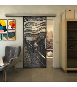 Glasschiebetür SLIM-LINE - Fineprint Model 133 Schwarz auf Klarglas