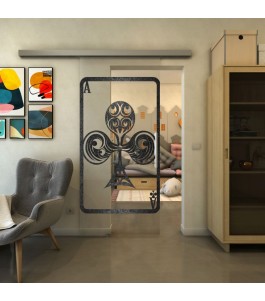 Glasschiebetür SLIM-LINE - Fineprint Model 135 Schwarz auf Klarglas