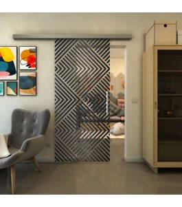 Glasschiebetür SLIM-LINE - Fineprint Model 140 Schwarz auf Klarglas