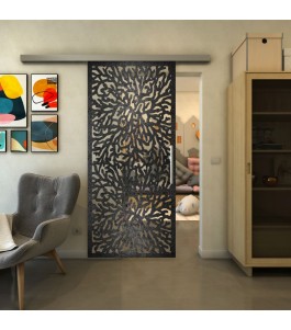 Glasschiebetür SLIM-LINE - Fineprint Model 168 Schwarz auf Klarglas