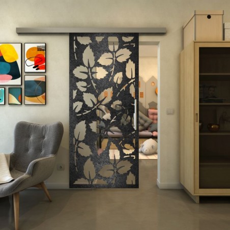 Glasschiebetür SLIM-LINE - Fineprint Model 175 Schwarz auf Klarglas