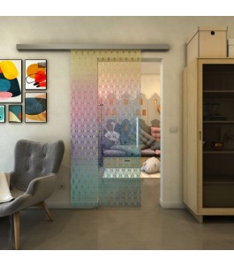 Glasschiebetür SLIM-LINE - Fineprint Model 002 Verlauf auf Klarglas