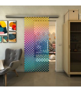 Glasschiebetür SLIM-LINE - Fineprint Model 004 Verlauf auf Klarglas