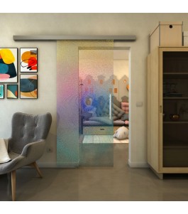Glasschiebetür SLIM-LINE - Fineprint Model 007 Verlauf auf Klarglas