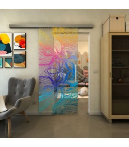Glasschiebetür SLIM-LINE - Fineprint Model 010 Verlauf auf Klarglas
