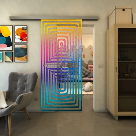 Glasschiebetür SLIM-LINE - Fineprint Model 014 Verlauf auf Klarglas