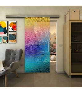 Glasschiebetür SLIM-LINE - Fineprint Model 015 Verlauf auf Klarglas