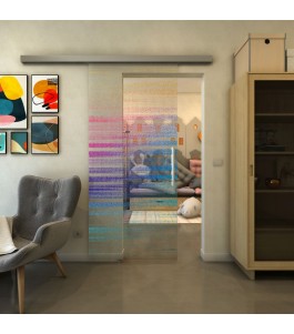 Glasschiebetür SLIM-LINE - Fineprint Model 019 Verlauf auf Klarglas
