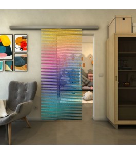 Glasschiebetür SLIM-LINE - Fineprint Model 022 Verlauf auf Klarglas