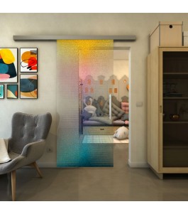 Glasschiebetür SLIM-LINE - Fineprint Model 024 Verlauf auf Klarglas