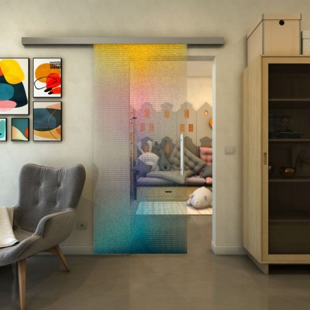 Glasschiebetür SLIM-LINE - Fineprint Model 024 Verlauf auf Klarglas