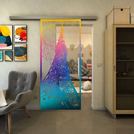 Glasschiebetür SLIM-LINE - Fineprint Model 132 Verlauf auf Klarglas