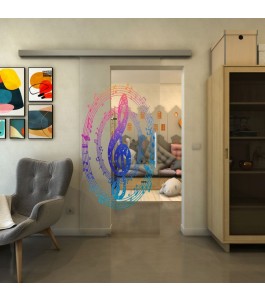 Glasschiebetür SLIM-LINE - Fineprint Model 134 Verlauf auf Klarglas