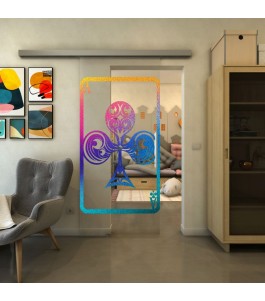 Glasschiebetür SLIM-LINE - Fineprint Model 135 Verlauf auf Klarglas