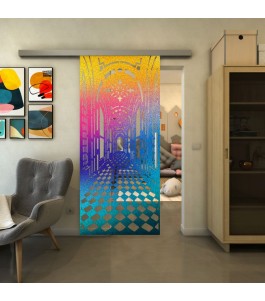 Glasschiebetür SLIM-LINE - Fineprint Model 181 Verlauf auf Klarglas