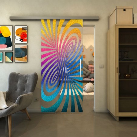 Glasschiebetür SLIM-LINE - Fineprint Model 189 Verlauf auf Klarglas