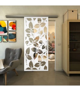 Glasschiebetür SLIM-LINE - Fineprint Model 175 Weiss auf Klarglas