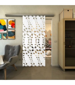 Glasschiebetür SLIM-LINE - Fineprint Model 203 Weiss auf Klarglas
