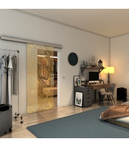 Glasschiebetür SLIM-LINE - Fineprint Model 008 Gold auf Klarglas