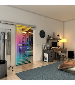 Glasschiebetür SLIM-LINE - Fineprint Model 014 Verlauf auf Klarglas