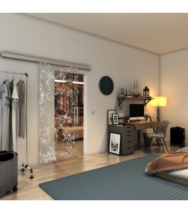 Glasschiebetür SLIM-LINE - Fineprint Model 054 Weiss auf Klarglas