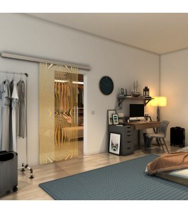 Glasschiebetür SLIM-LINE - Fineprint Model 058 Gold auf Klarglas