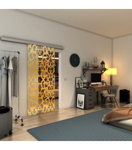 Glasschiebetür SLIM-LINE - Fineprint Model 139 Gold auf Klarglas