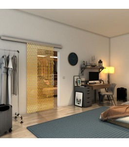 Glasschiebetür SLIM-LINE - Fineprint Model 141 Gold auf Klarglas