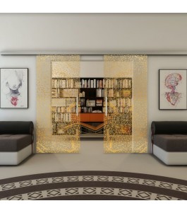 Glasschiebetür SLIM-LINE - Fineprint Model 008 Gold auf Klarglas