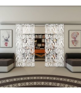 Glasschiebetür SLIM-LINE - Fineprint Model 091 Weiss auf Klarglas