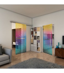 Glasschiebetür SLIM-LINE - Fineprint Model 014 Verlauf auf Klarglas