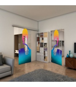 Glasschiebetür SLIM-LINE - Fineprint Model 124 Verlauf auf Klarglas