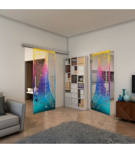 Glasschiebetür SLIM-LINE - Fineprint Model 132 Verlauf auf Klarglas