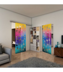 Glasschiebetür SLIM-LINE - Fineprint Model 158 Verlauf auf Klarglas